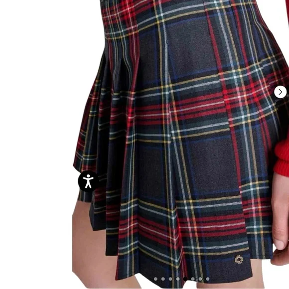 Maje Short Tartan Plaid A-Line Skirt in Red and Black - Picture 4 of 13